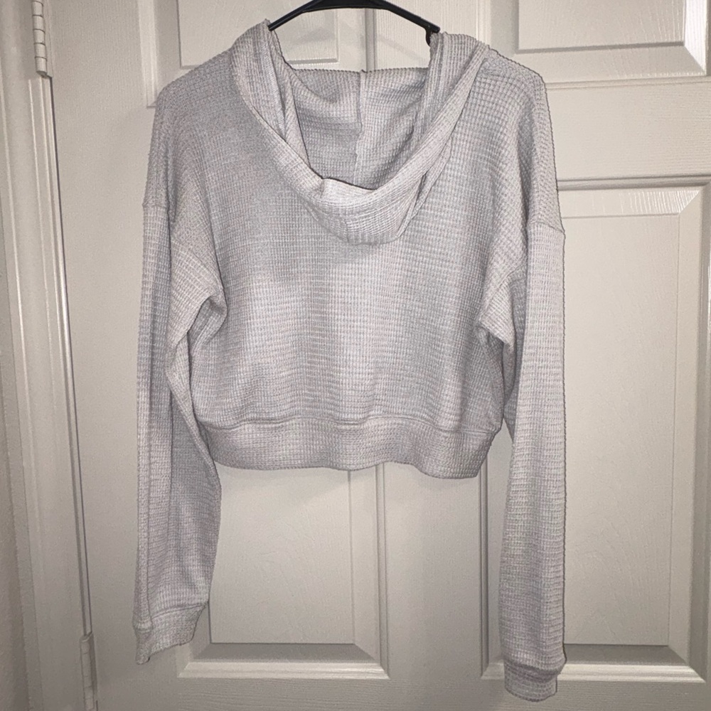 Gray Cropped Zip-Up Hoodie - Picture 3 of 3